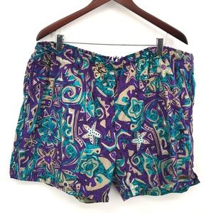 Vintage Navigata by Bugle Boy 1980s geometric swim trunks multi-colored XL Men's